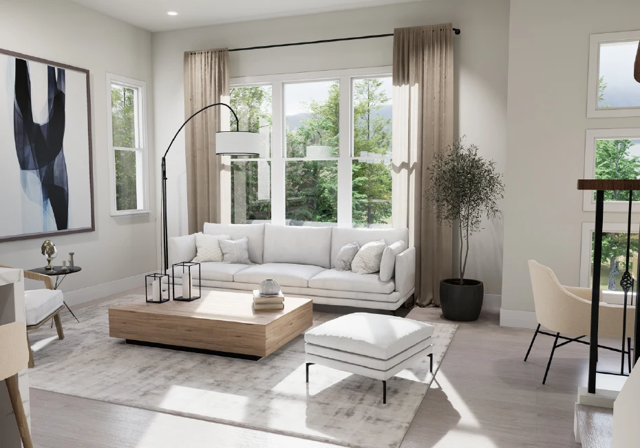 Cozy, well-lit living room setup