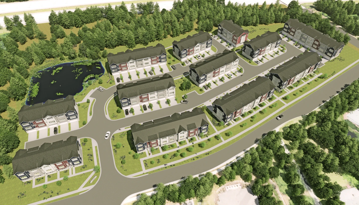 Townhouse community aerial layout view